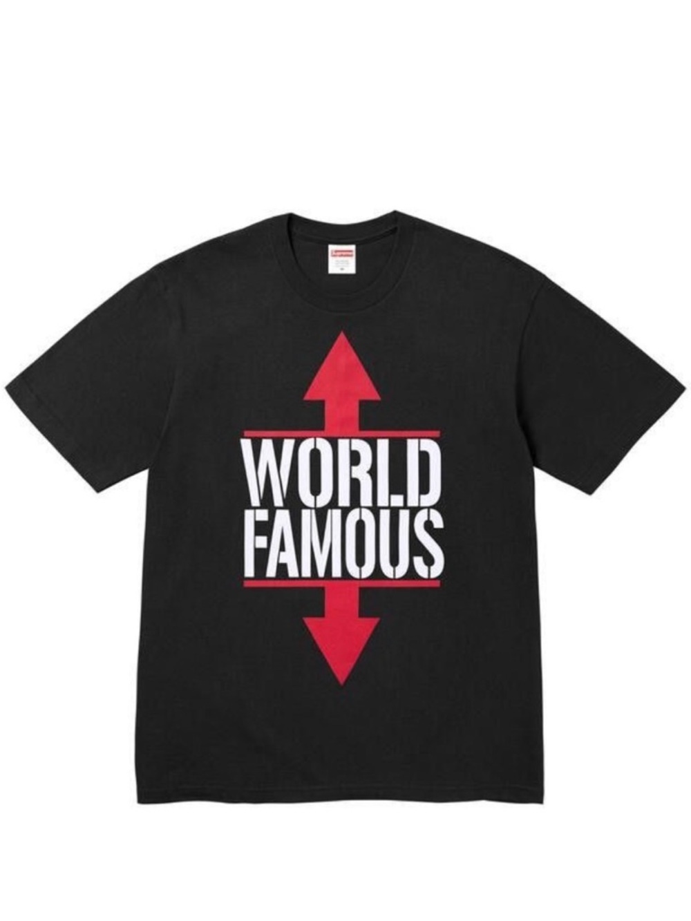 Supreme Black T-Shirt with Red and White "World Famous" tee